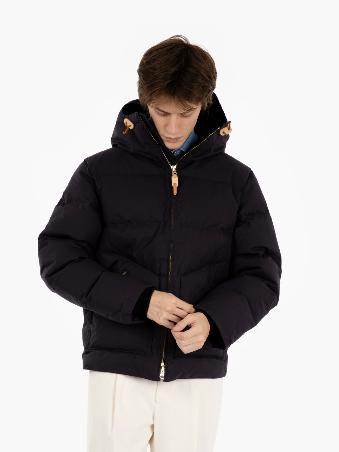 Goose Down Hooded jacket navy