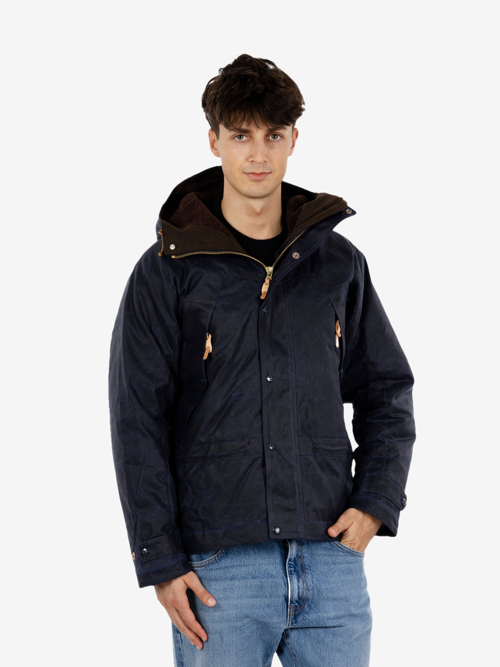 Mountain jacket cotone cerato navy