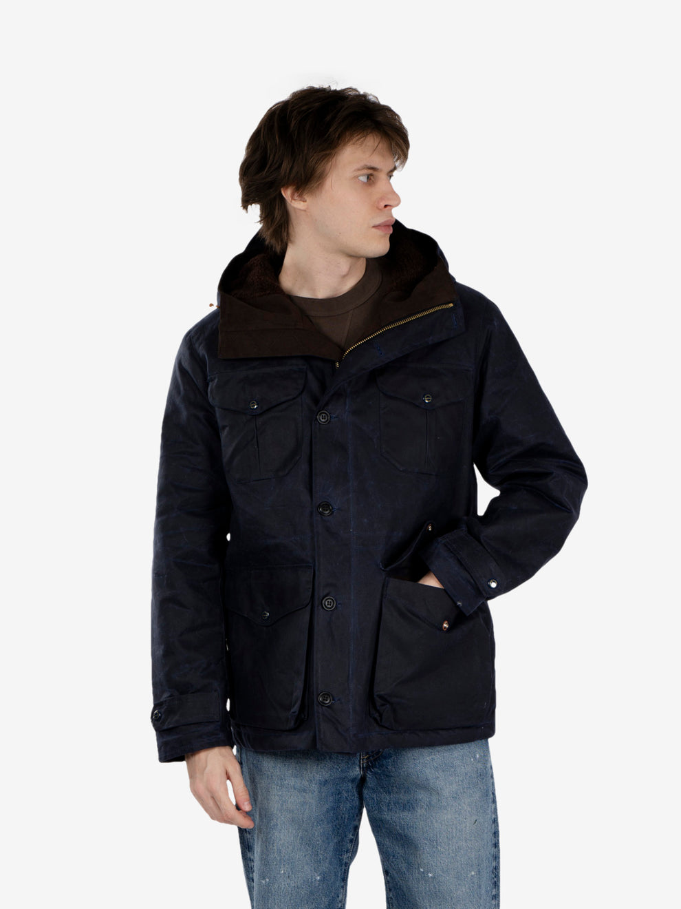 Navy blue teddy-lined Weekender coat