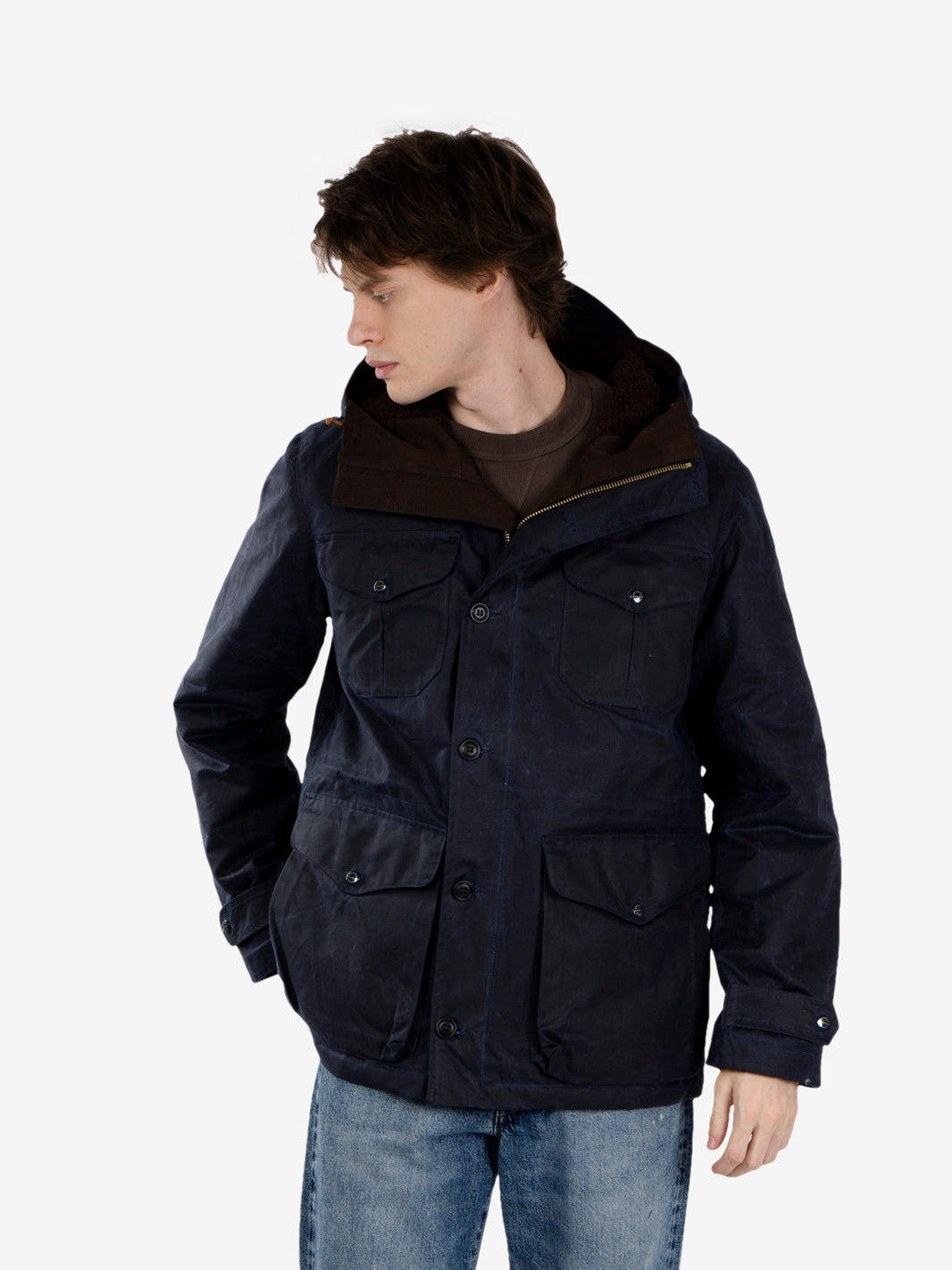 Navy blue teddy-lined Weekender coat