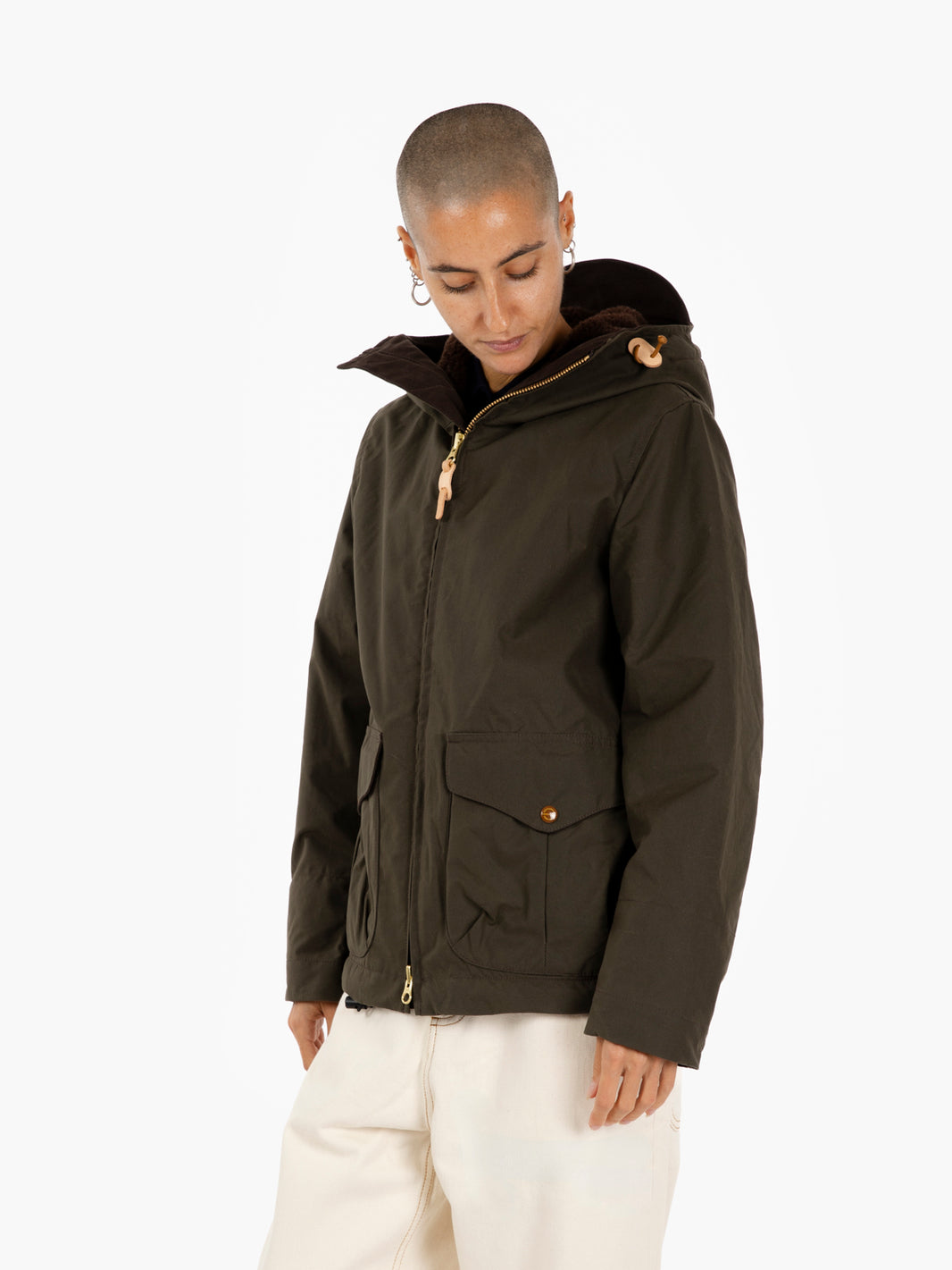 Woman blazer coat with hood chocolate