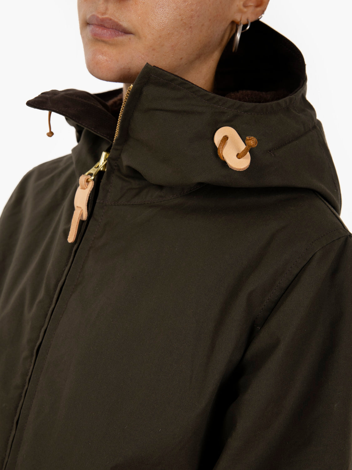 Woman blazer coat with hood chocolate
