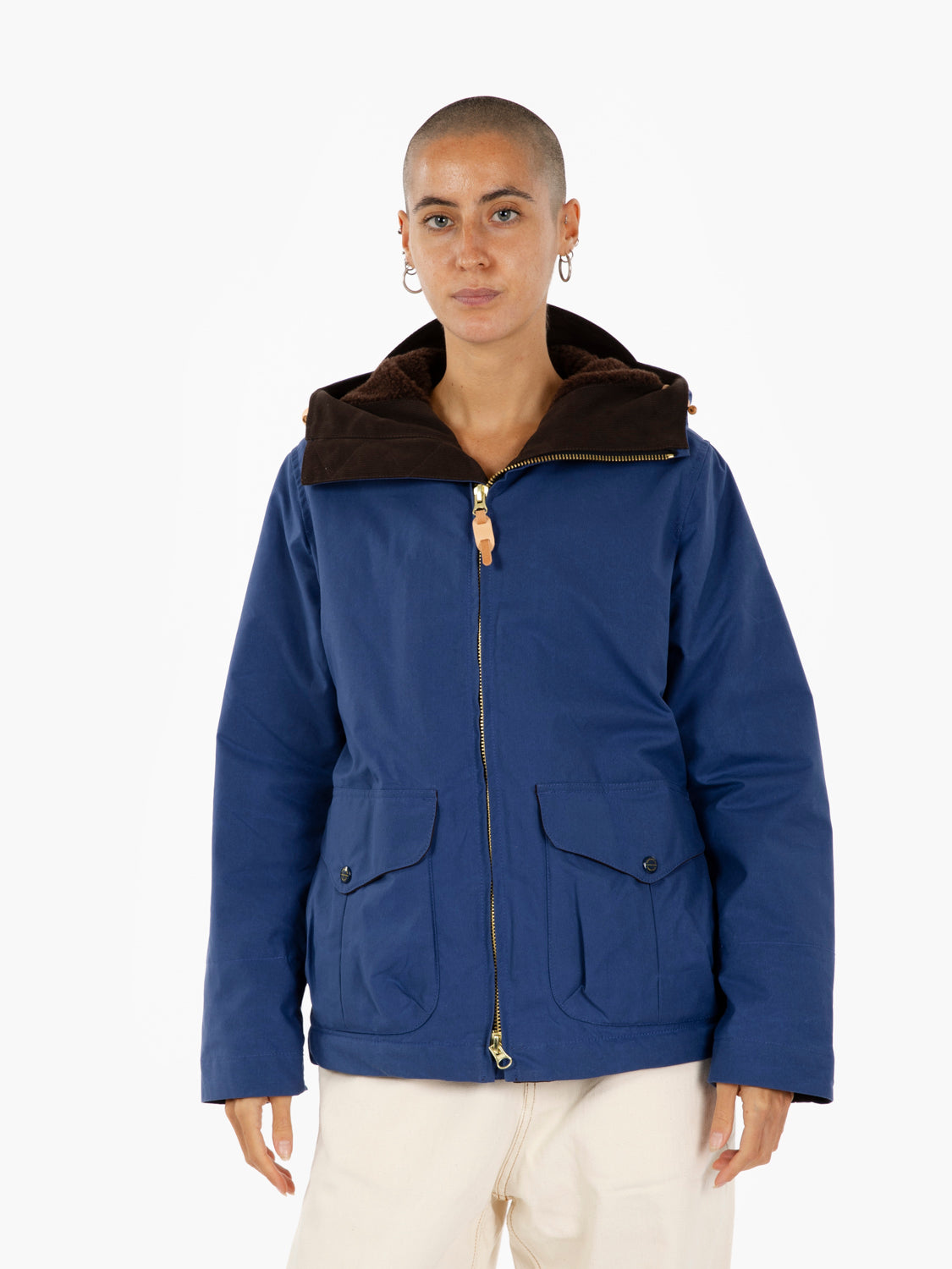 Woman blazer coat with hood cobalt