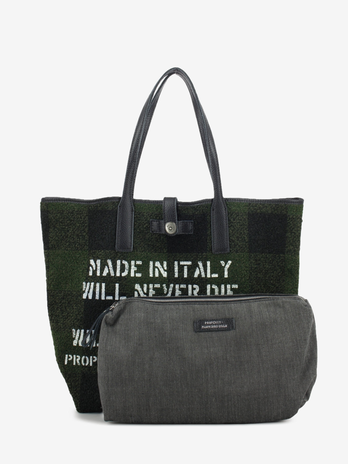 Shopping bag Mia Buffalo check military / black