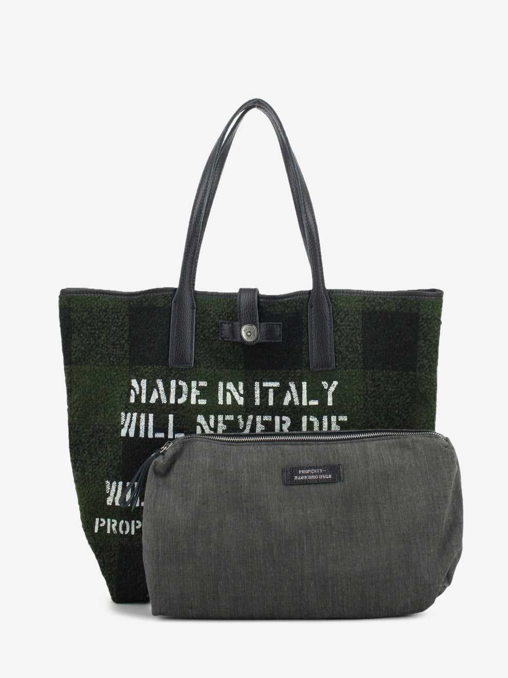 Shopping bag Mia Buffalo check military / black