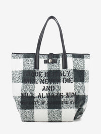 MIA BUFFALO CHECK SHOPPING BAG WHITE BLACK SHPMIABC04WHITEBLACK