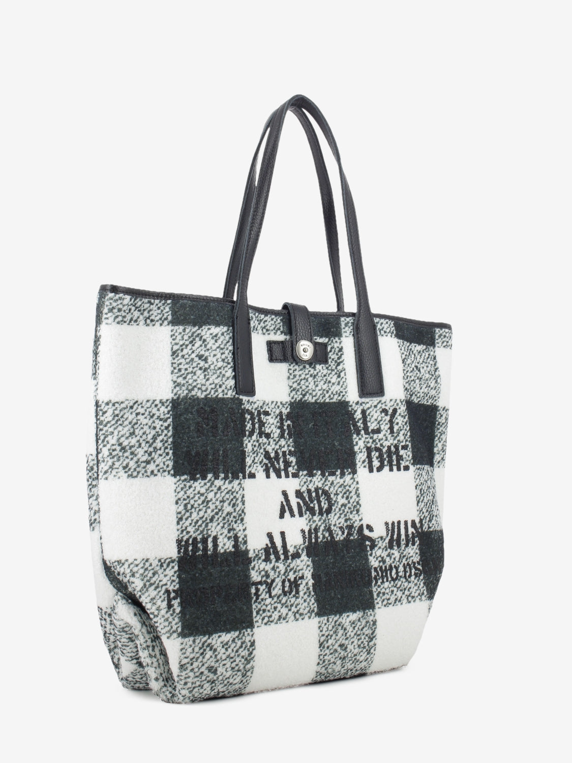 MIA BUFFALO CHECK SHOPPING BAG WHITE BLACK SHPMIABC04WHITEBLACK