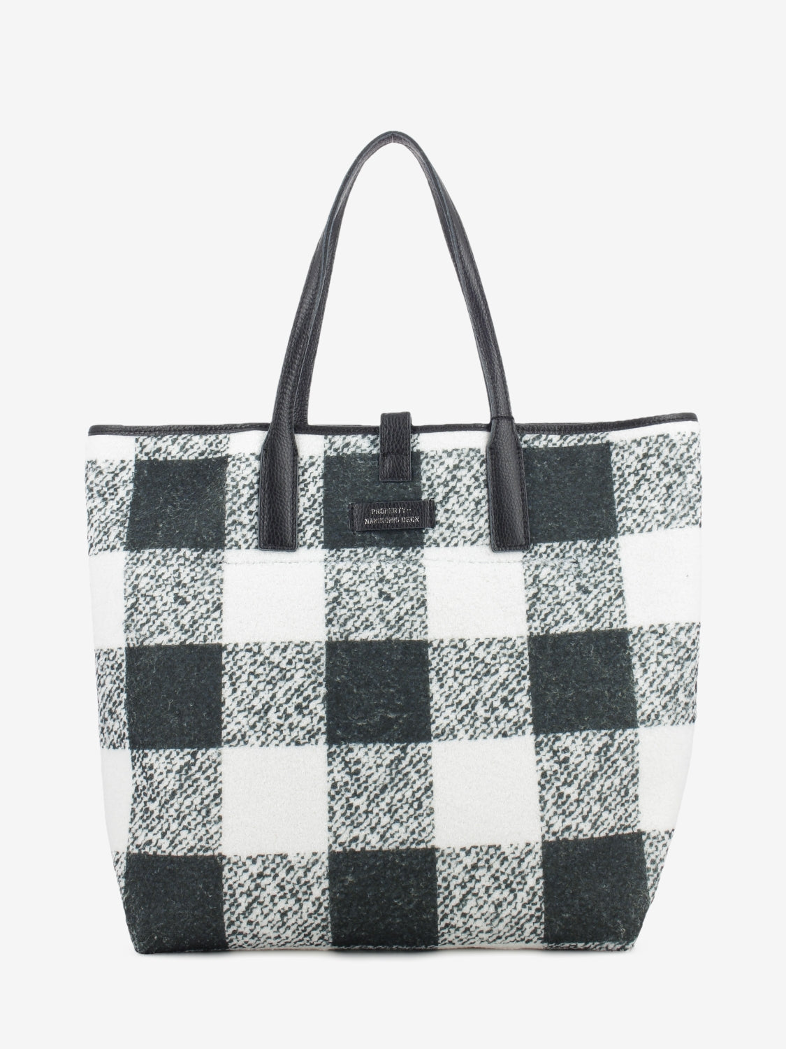 MIA BUFFALO CHECK SHOPPING BAG WHITE BLACK SHPMIABC04WHITEBLACK