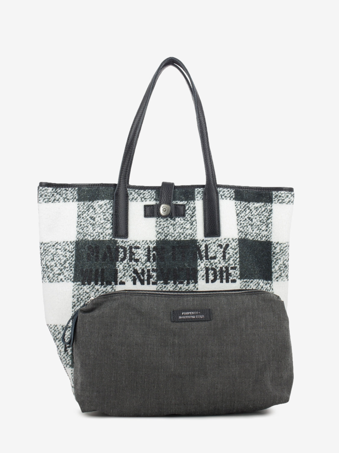 MIA BUFFALO CHECK SHOPPING BAG WHITE BLACK SHPMIABC04WHITEBLACK