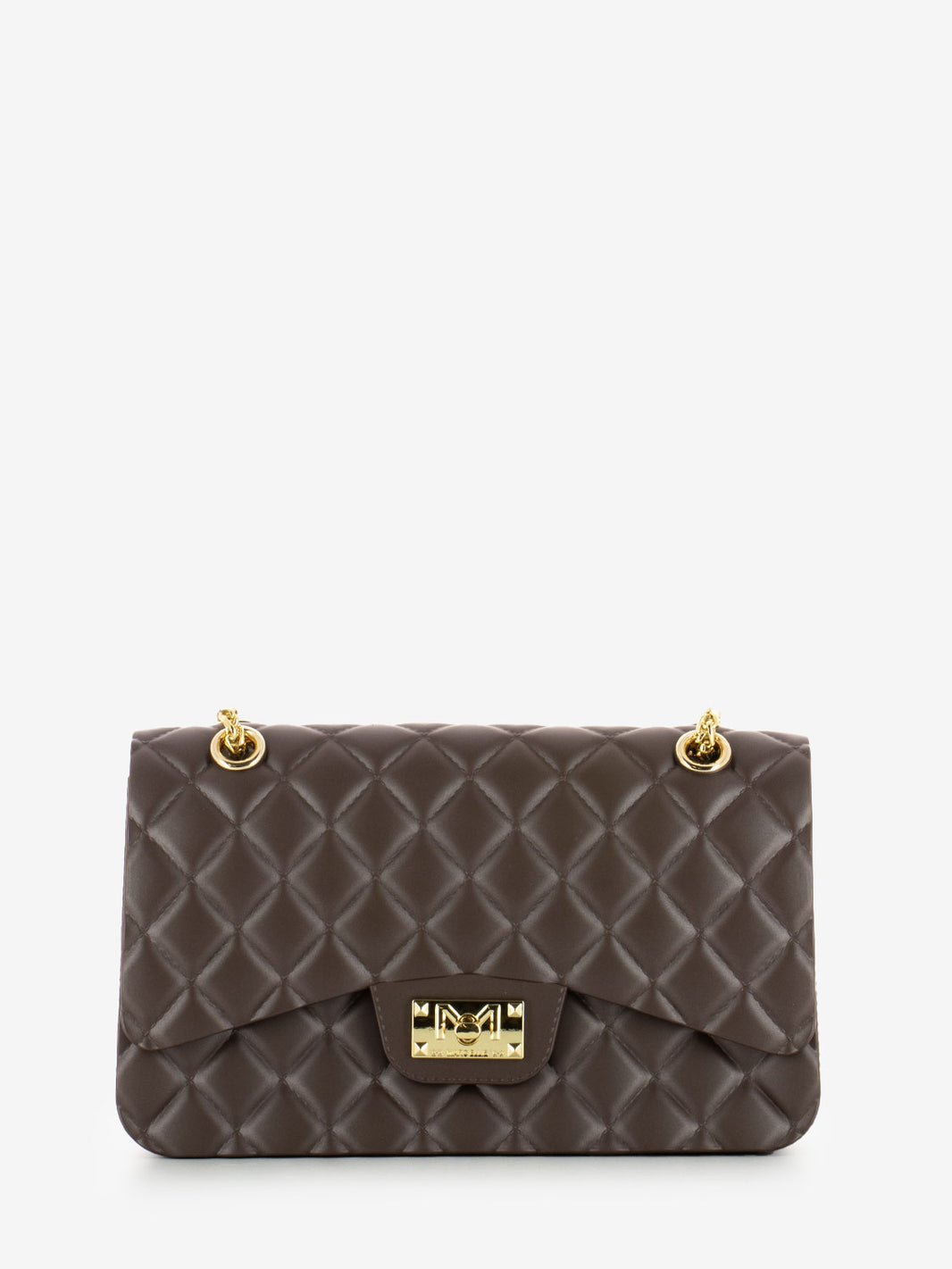 Borsa in gomma trapuntata Falcon cocoa / light gold