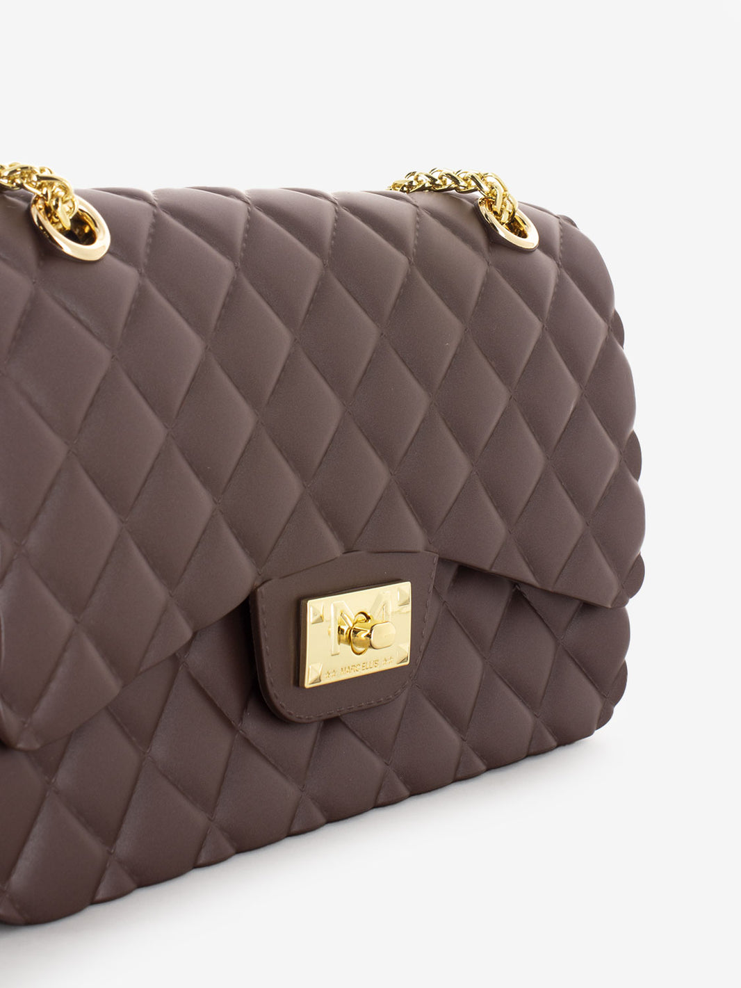 Borsa in gomma trapuntata Falcon cocoa / light gold