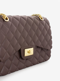 Borsa in gomma trapuntata Falcon cocoa / light gold