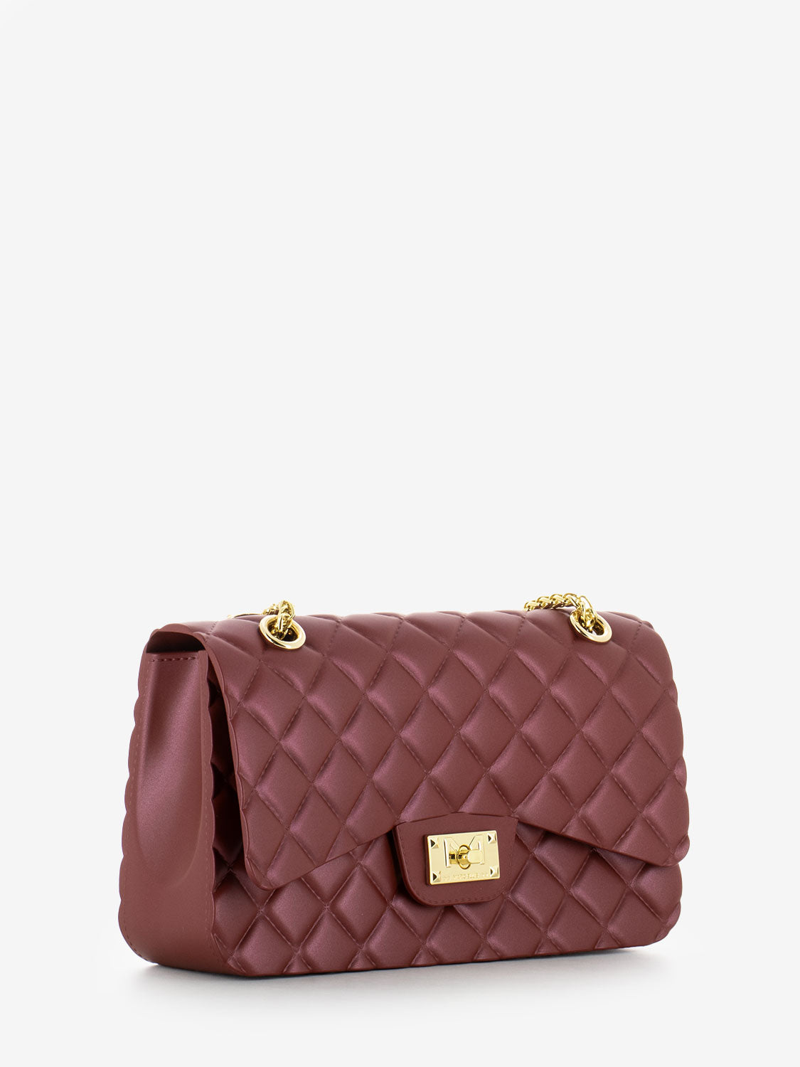 Borsa in gomma trapuntata Falcon dahlia / light gold