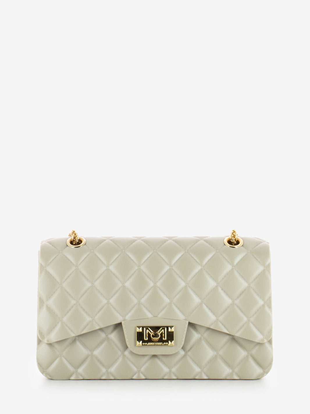 Borsa in gomma trapuntata Falcon taupe / light gold