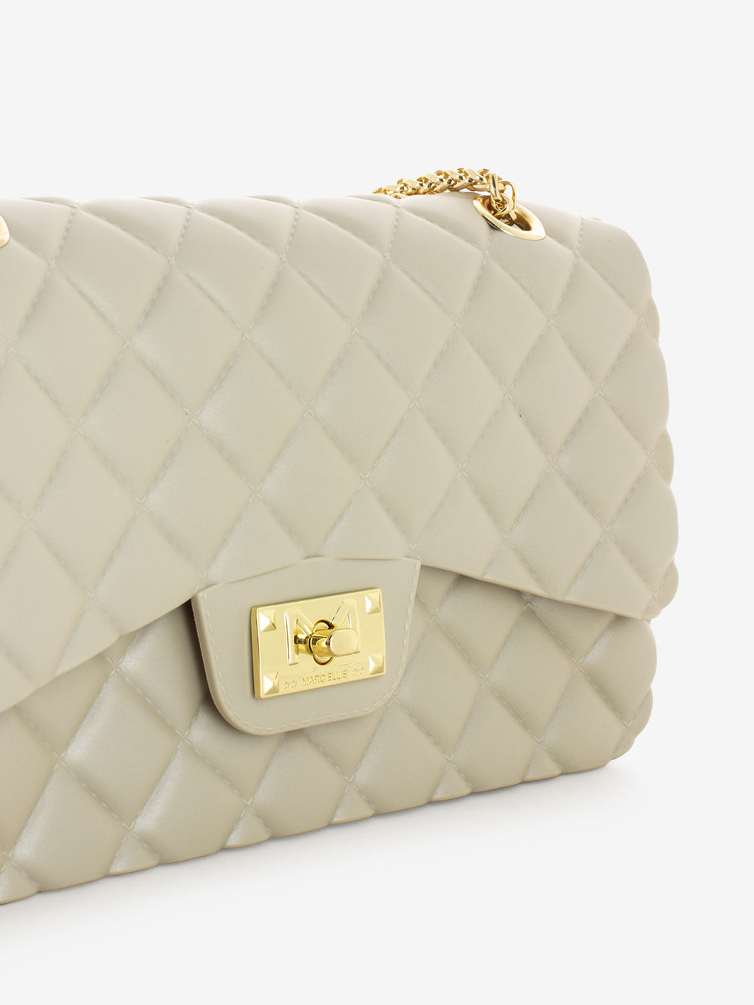 Borsa in gomma trapuntata Falcon taupe / light gold