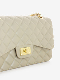 Borsa in gomma trapuntata Falcon taupe / light gold