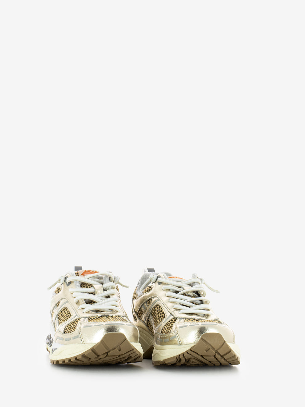 Combi leather and mesh sneakers gold / white