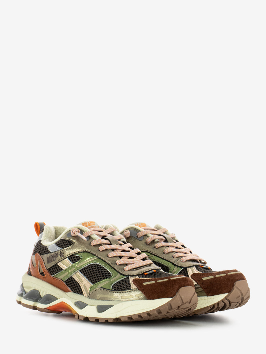 Combi leather and mesh safari sneakers