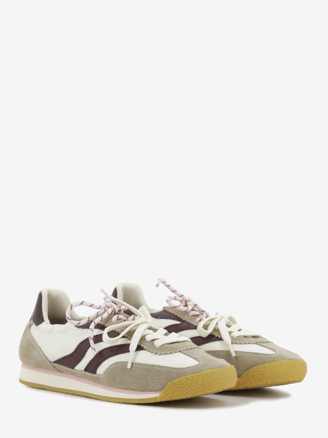 Sneakers doppio laccio beige / bordeaux