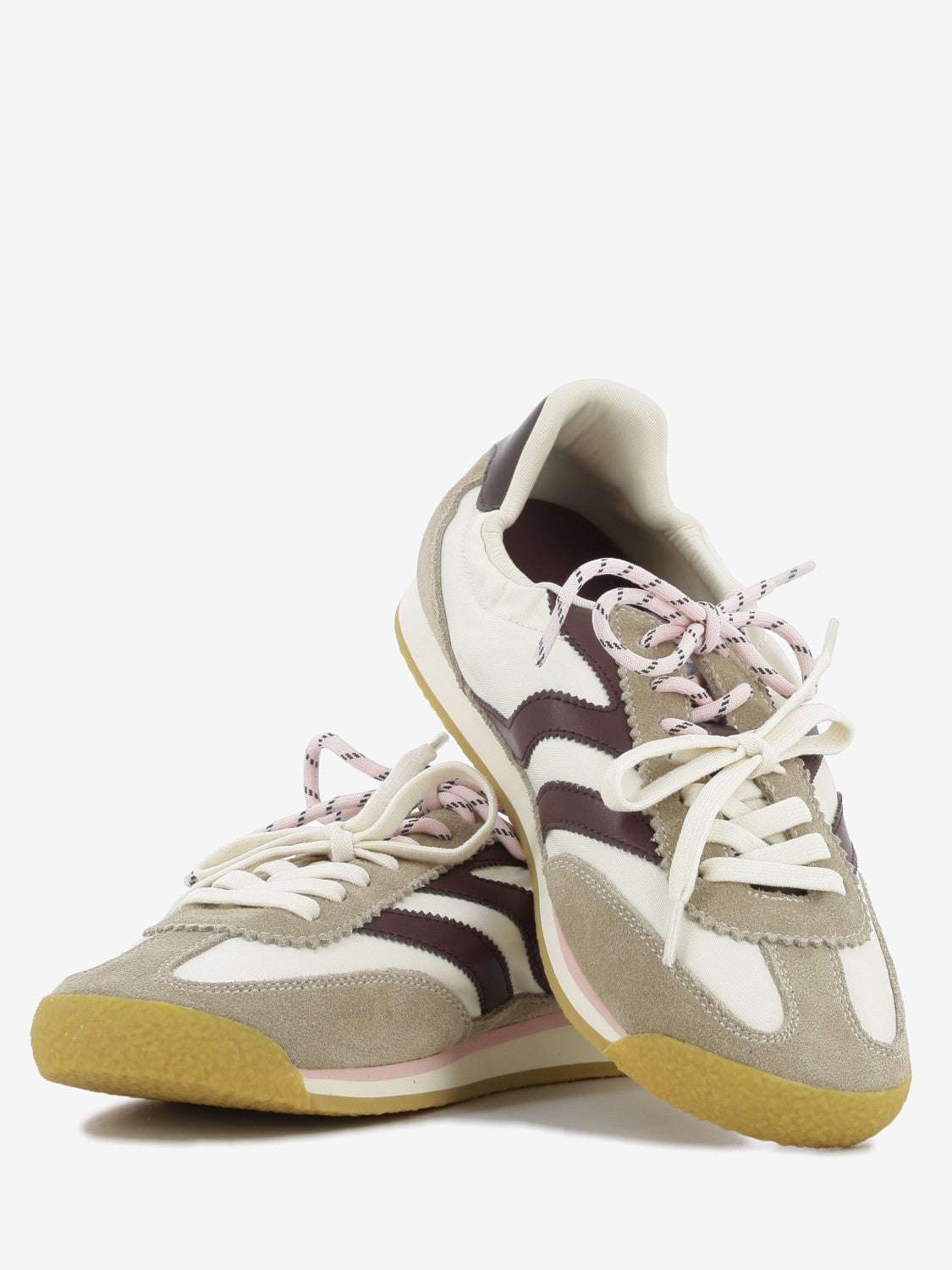 Sneakers doppio laccio beige / bordeaux