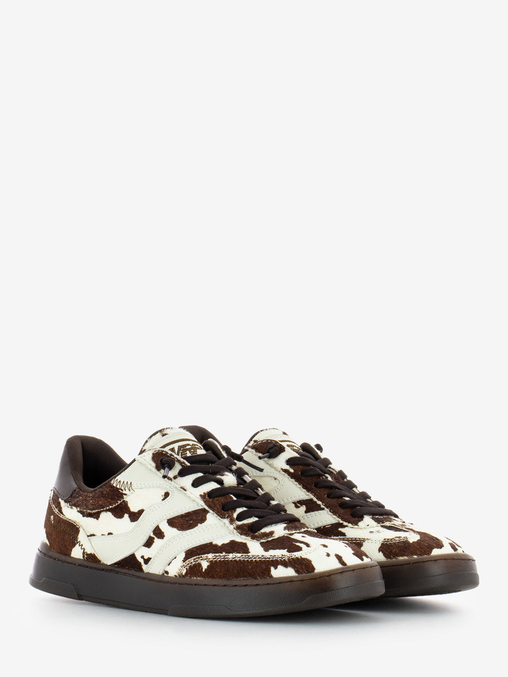 Cow-print pony skin sneakers