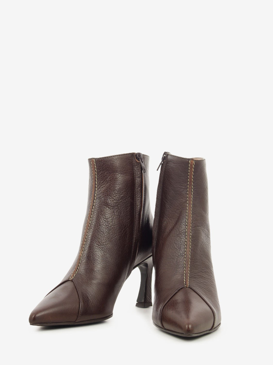 Tronchetto in pelle cucitura fashion sequoia