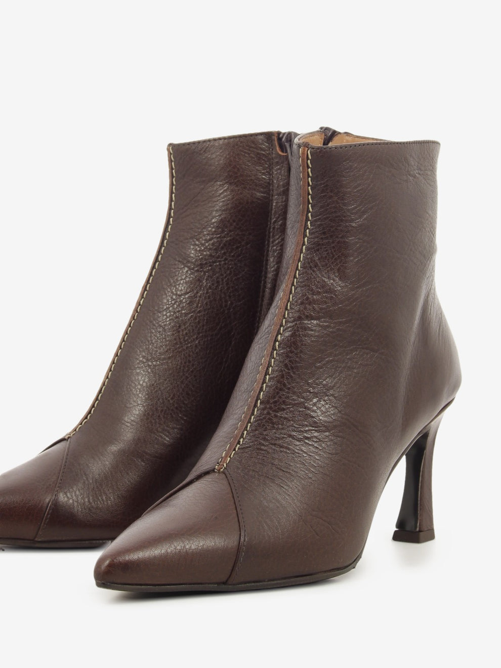 Tronchetto in pelle cucitura fashion sequoia