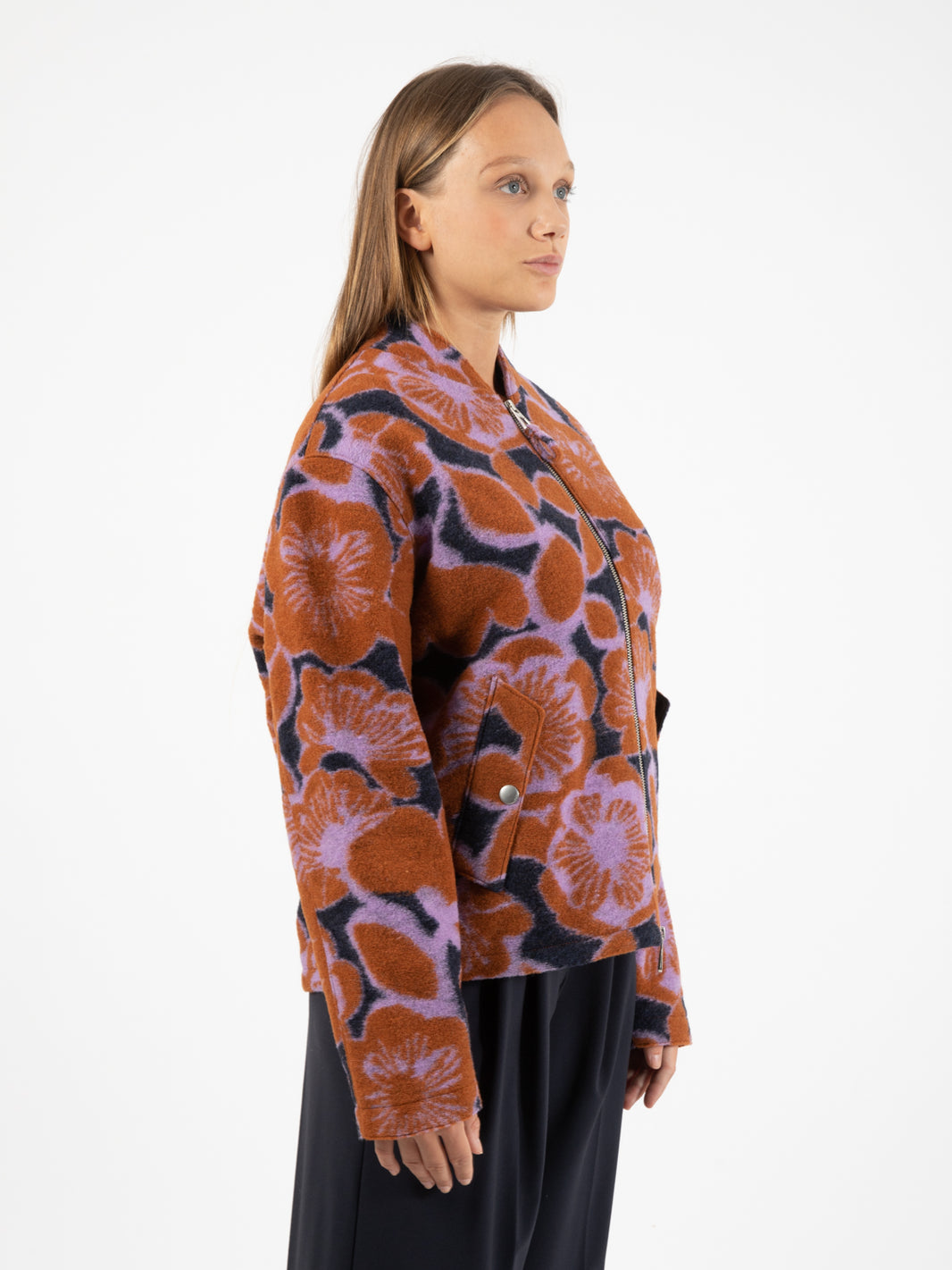 Gabby jacket in multicolor jacquard wool