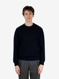Navy blue English rib crewneck sweater