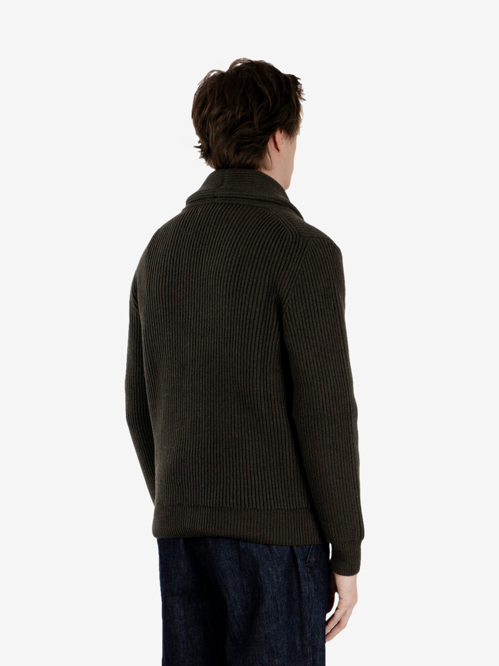 Shawl cardigan verde bosco