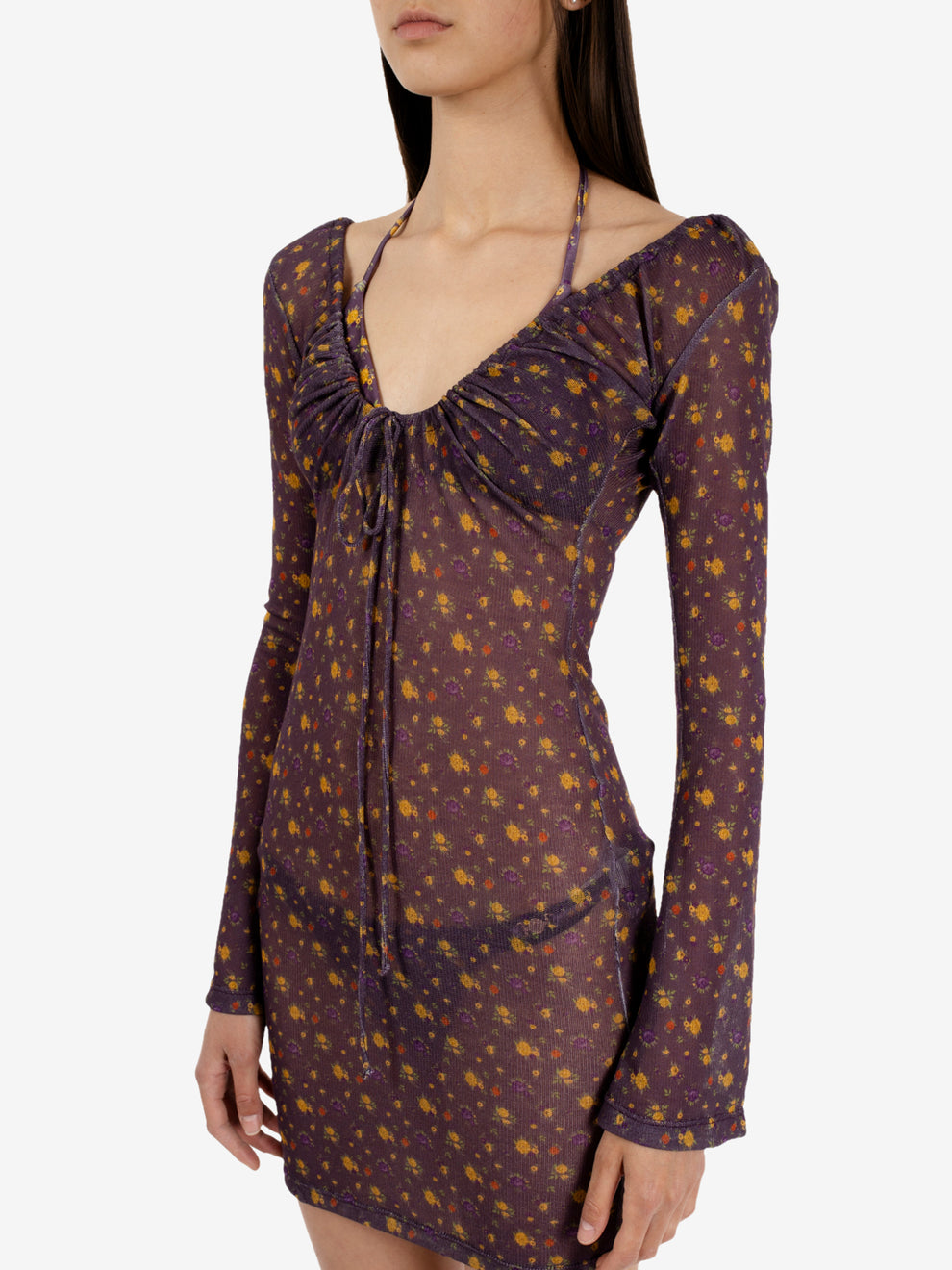 Purple patterned short dress