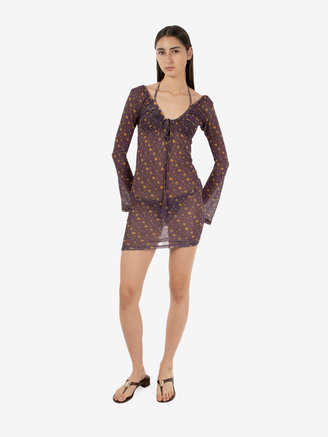 Purple patterned short dress