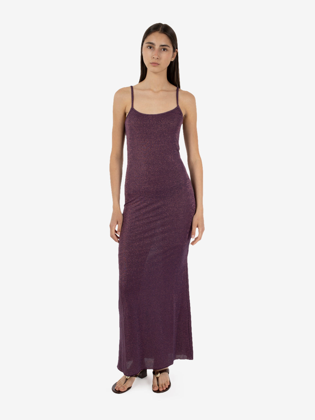 Long burgundy lurex dress