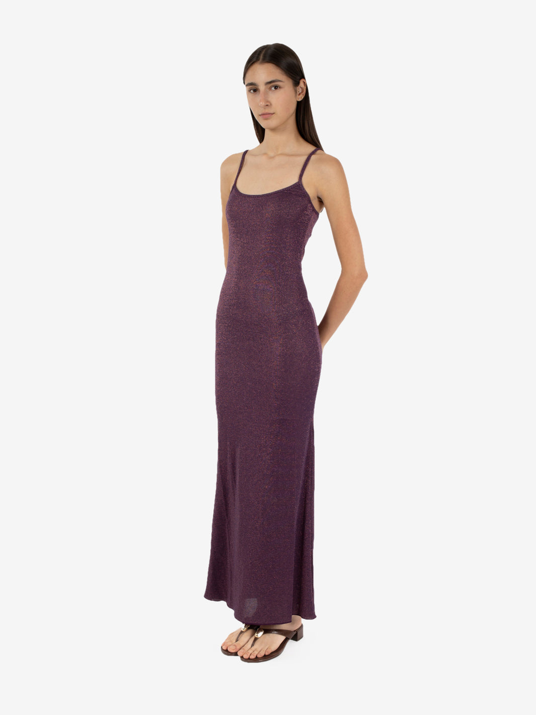 Long burgundy lurex dress