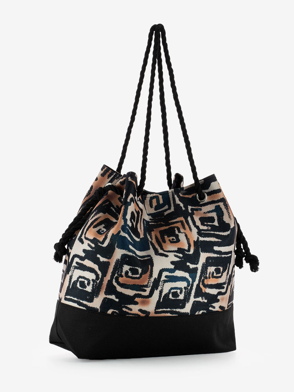 Black patterned beach bag
