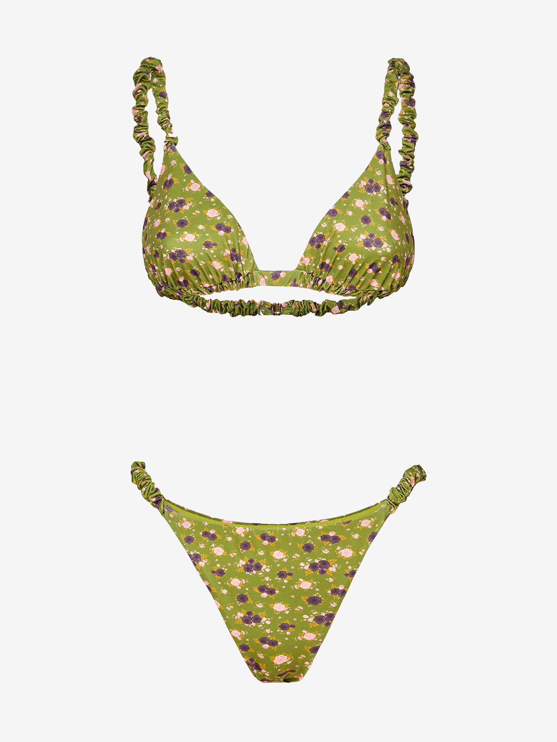 Green patterned triangle bikini