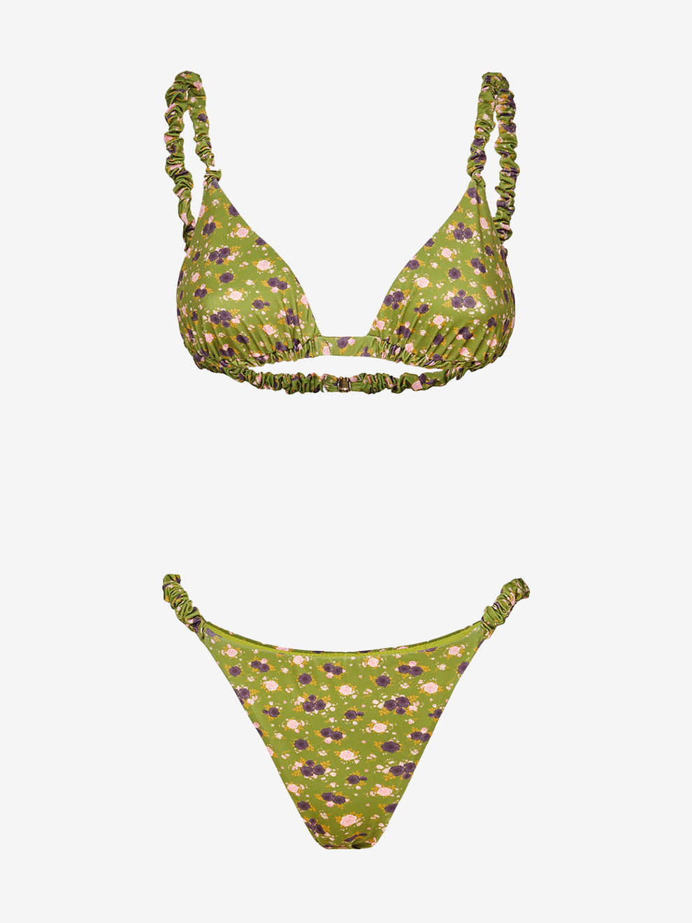 Green patterned triangle bikini