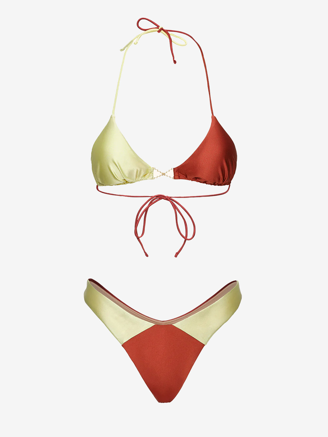 Red clay triangle bikini