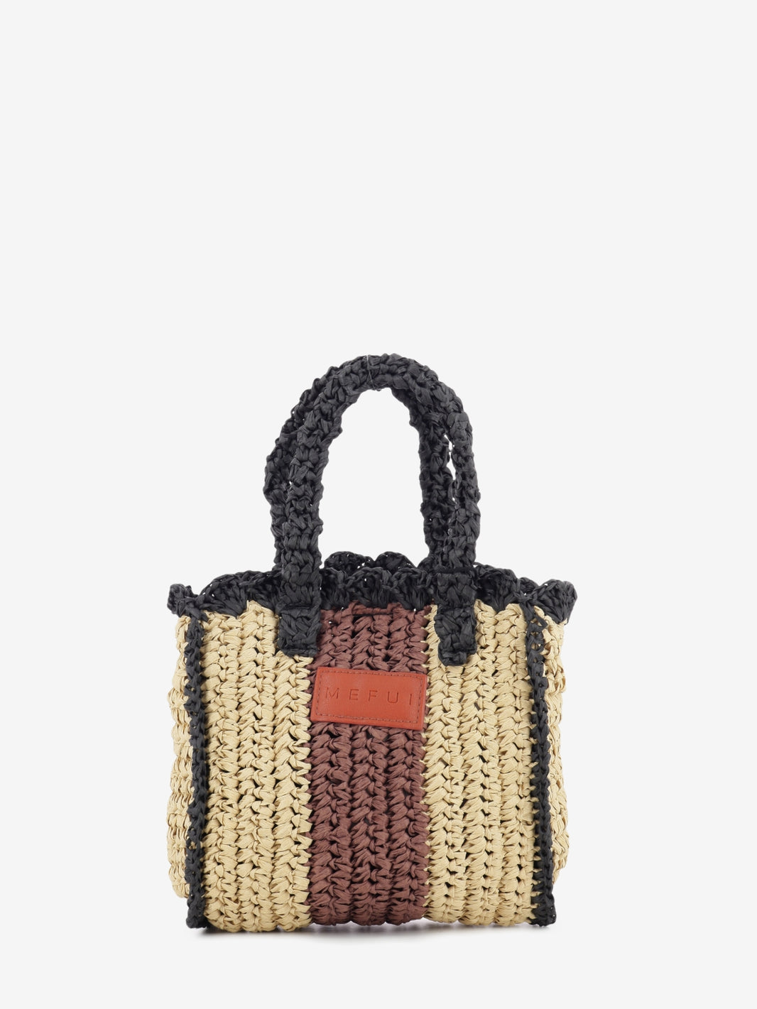 Mini beige raffia bag