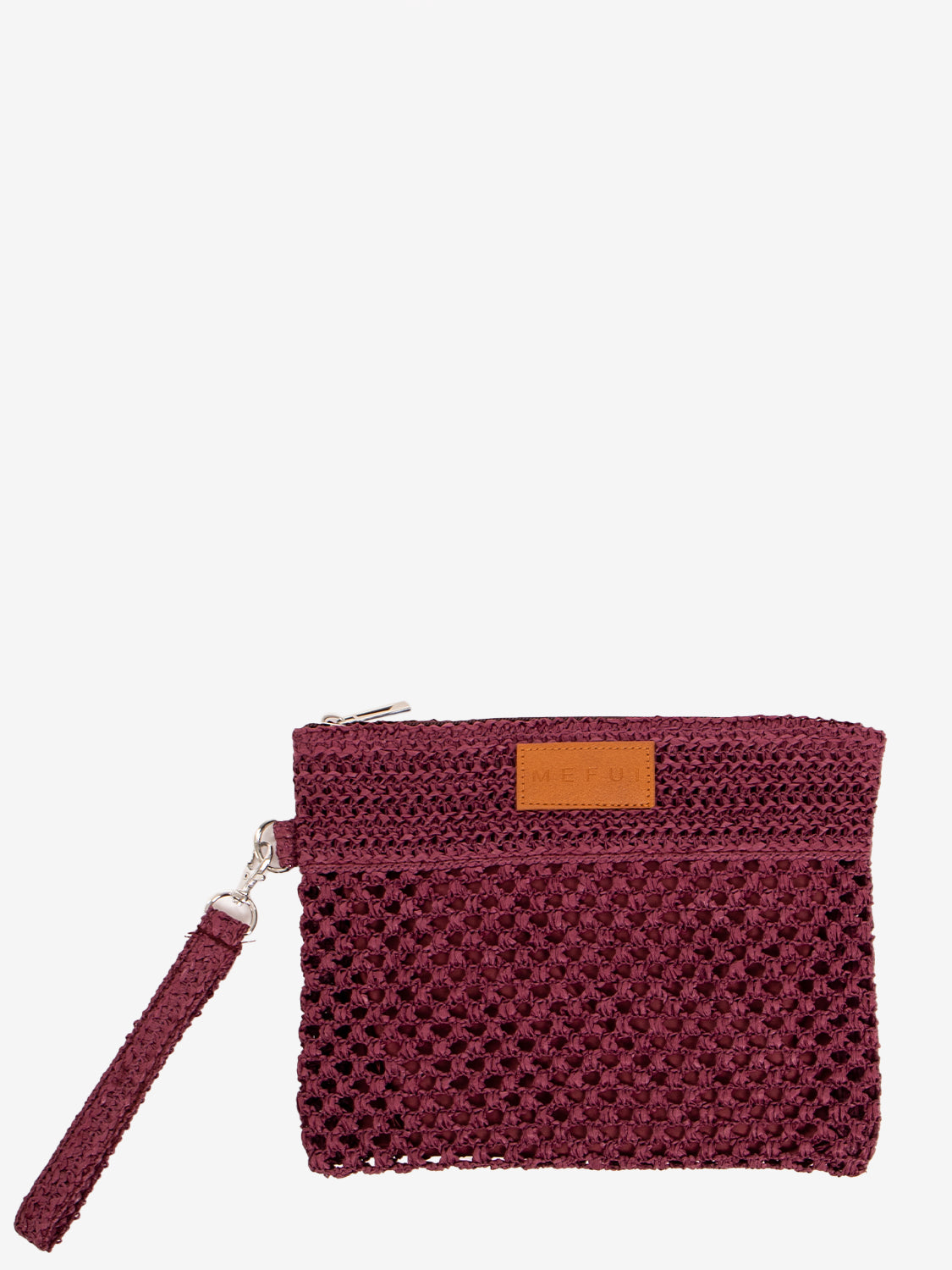 Mini pochette rafia plum
