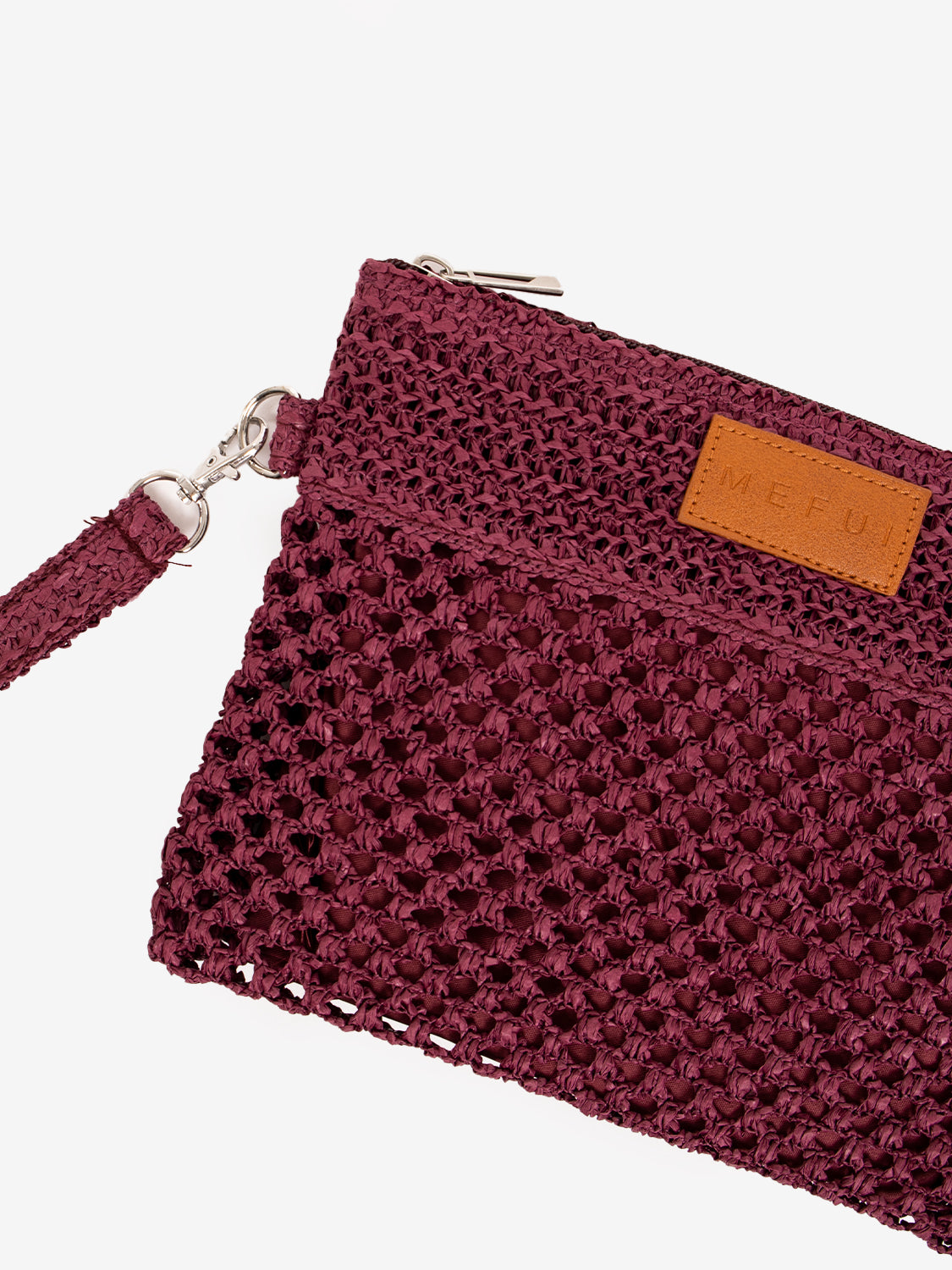 Mini pochette rafia plum