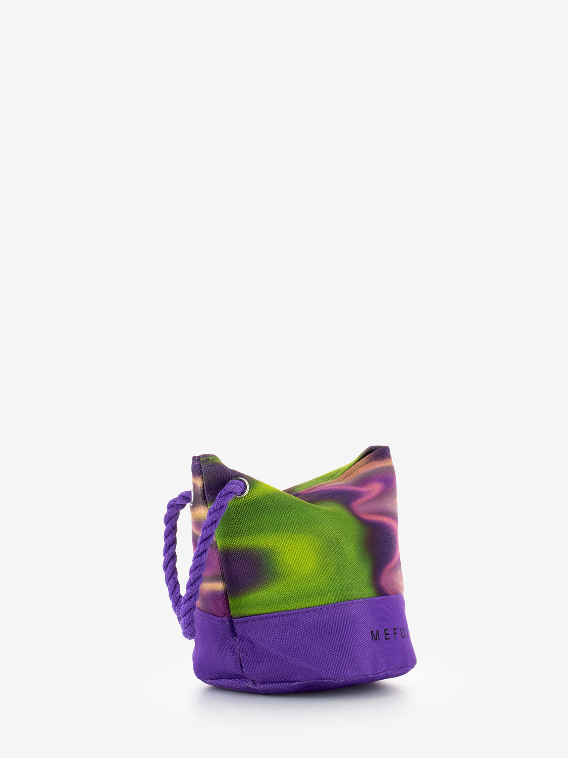 Green/purple patterned clutch bag