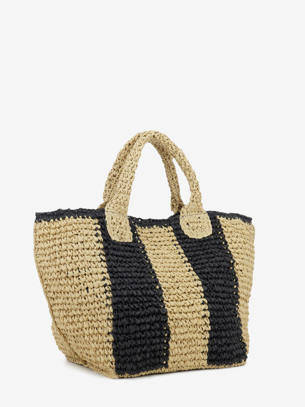 Tote bag in rafia beige / nero