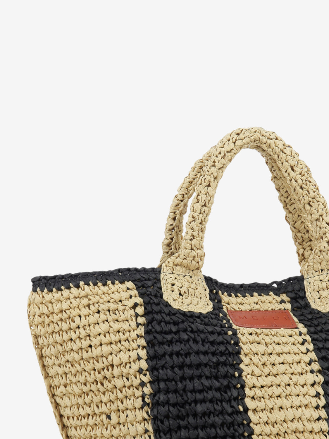 Tote bag in rafia beige / nero