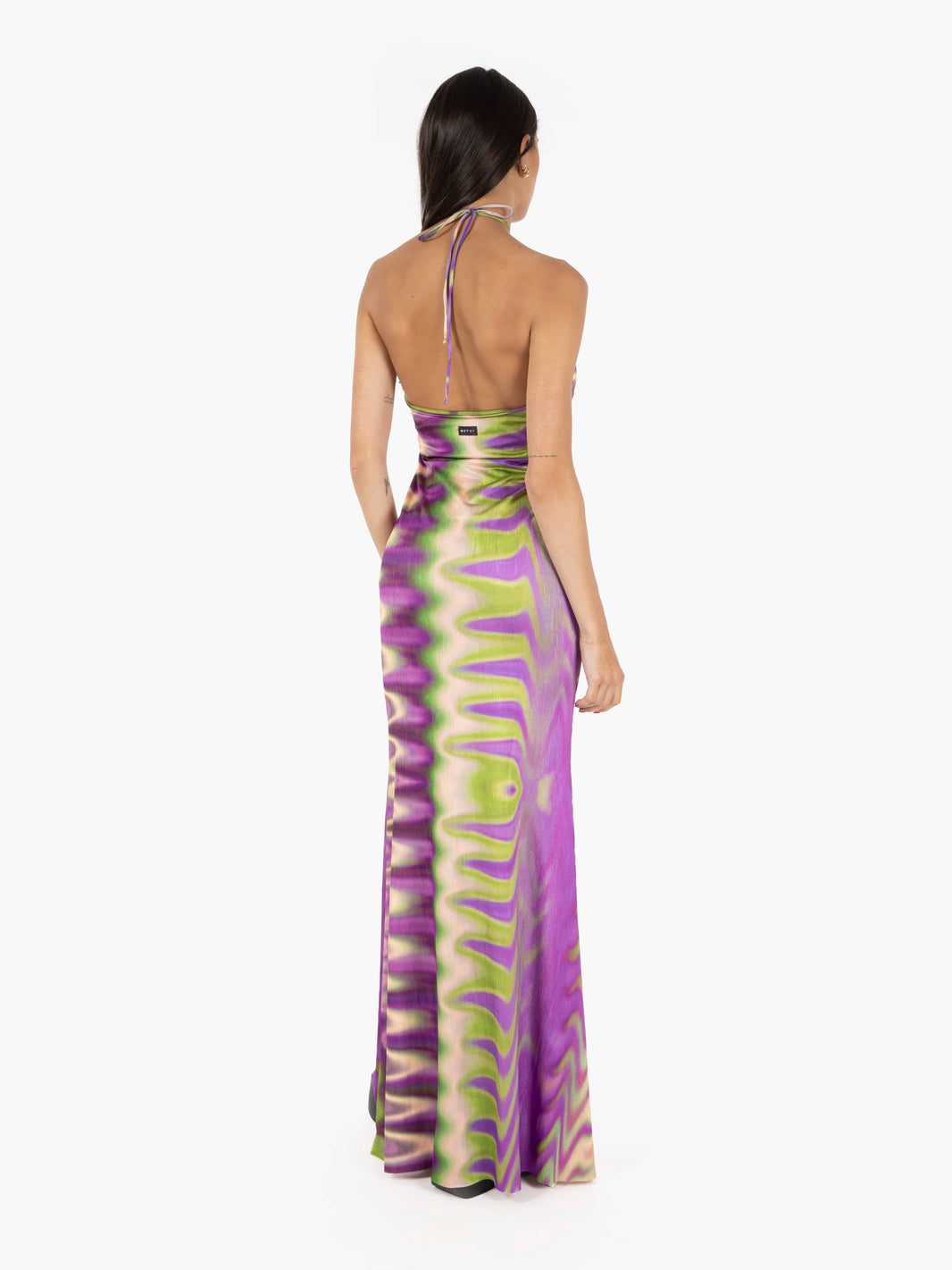 Green/purple/multicolor patterned long dress