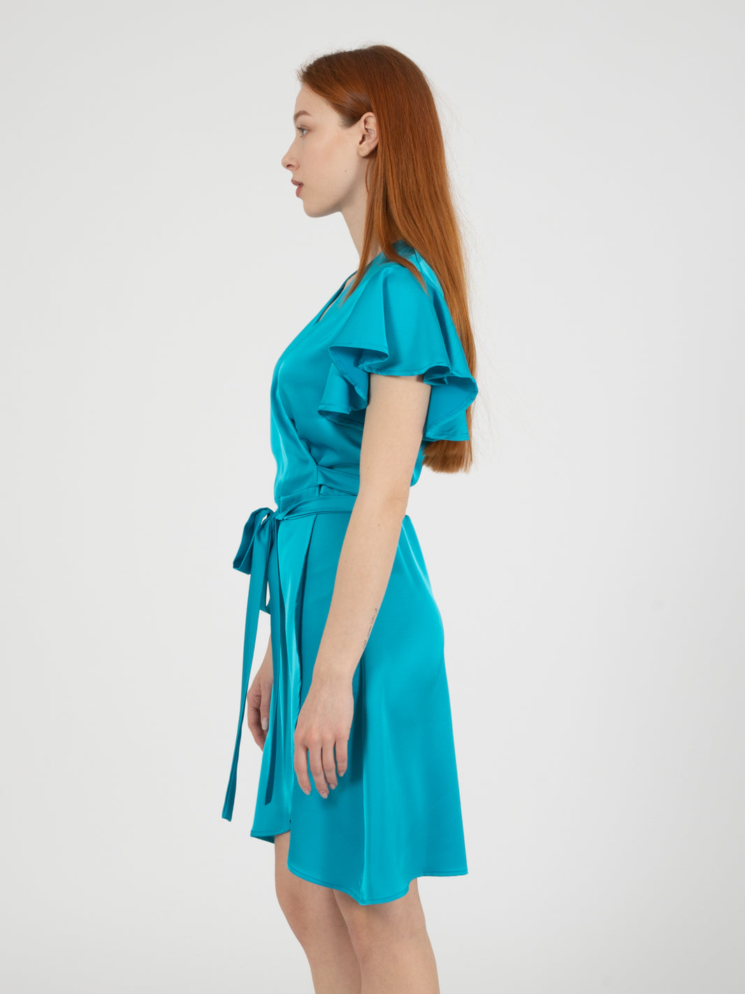 Turquoise short crossover dress