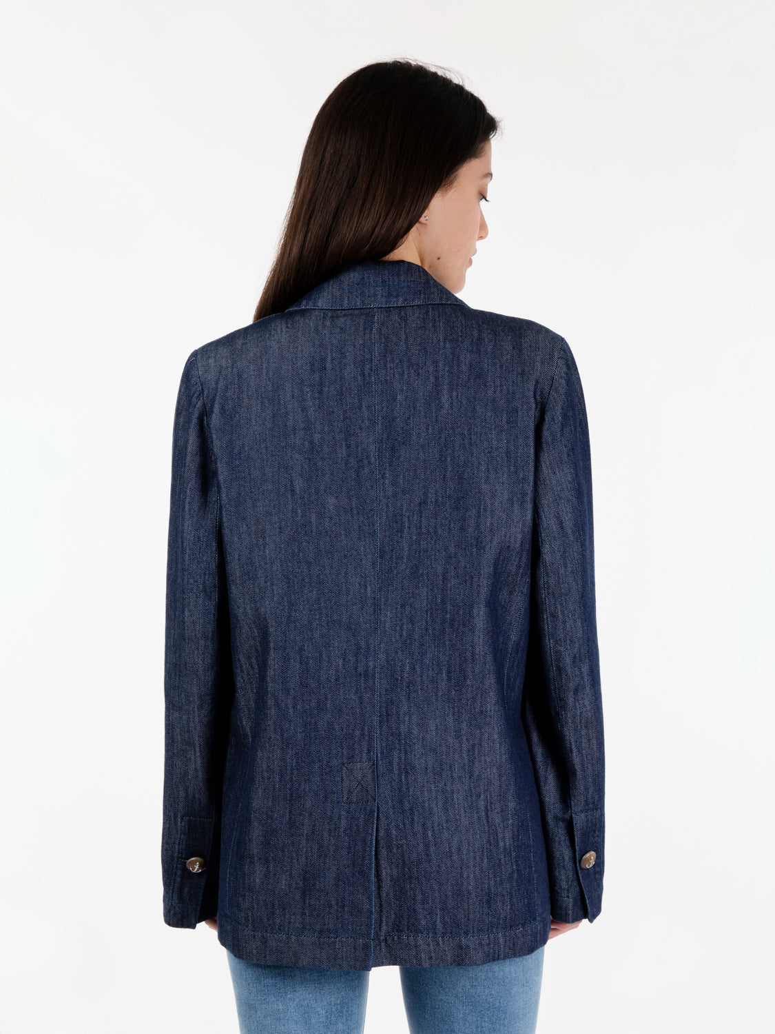 Blazer doppiopetto in denim blu