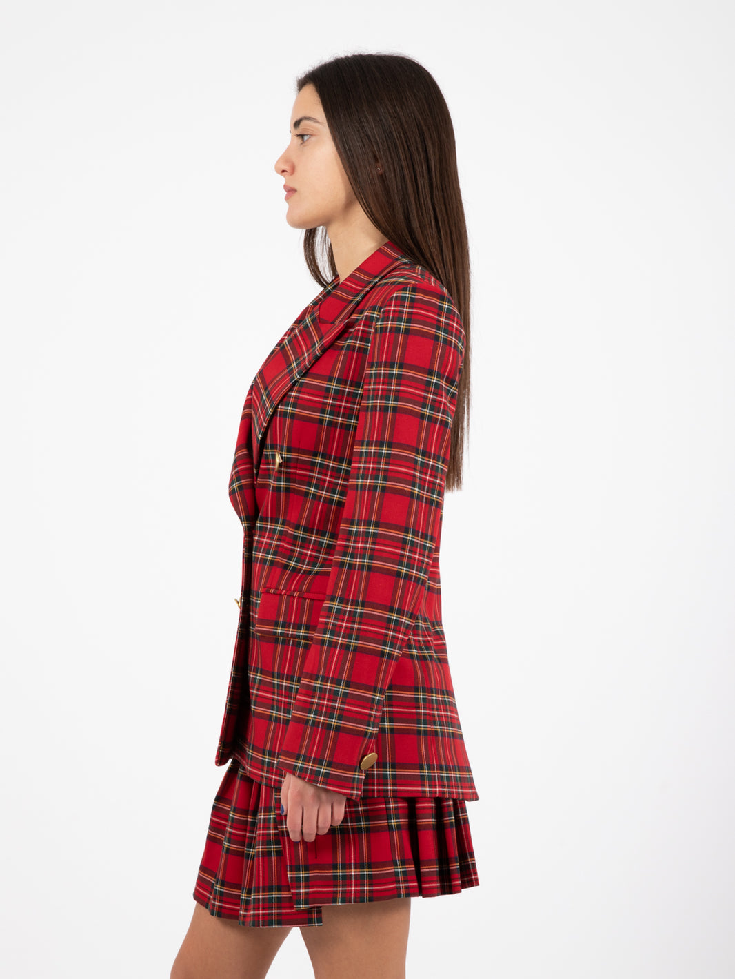 Blazer doppiopetto tartan rosso
