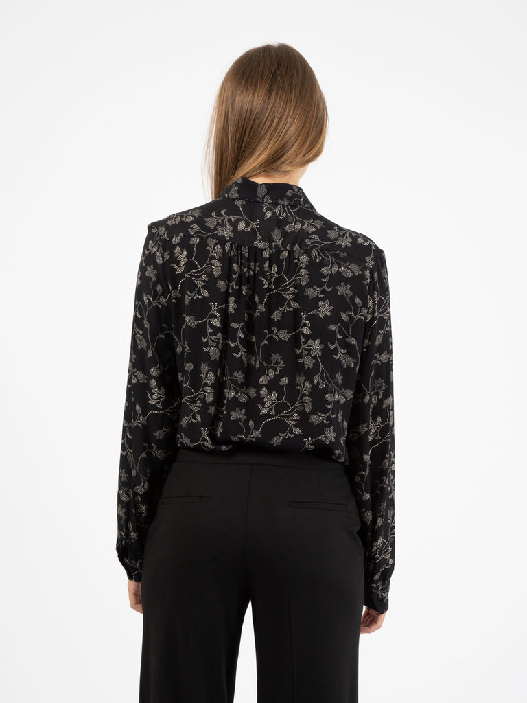 MERCI - Camicia con fantasia floreale nero