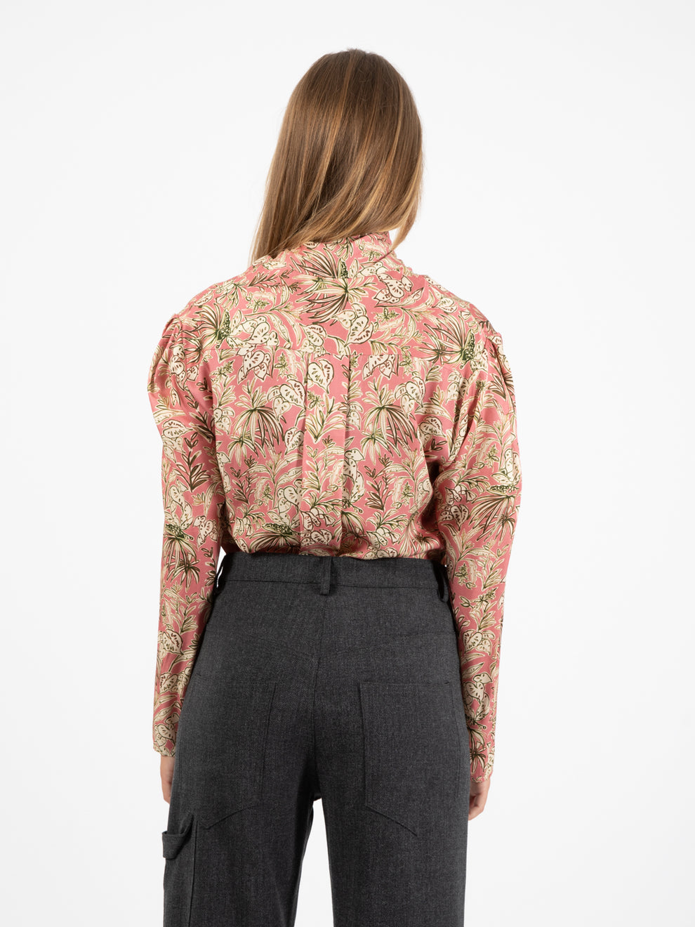 Blusa con fiocco a fantasia rosa